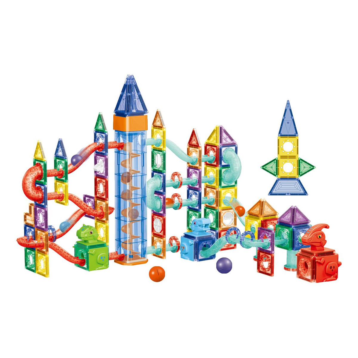 Eco Toys Dinosaurus 186 Stuks Magnetische Tegels Bouwstenen