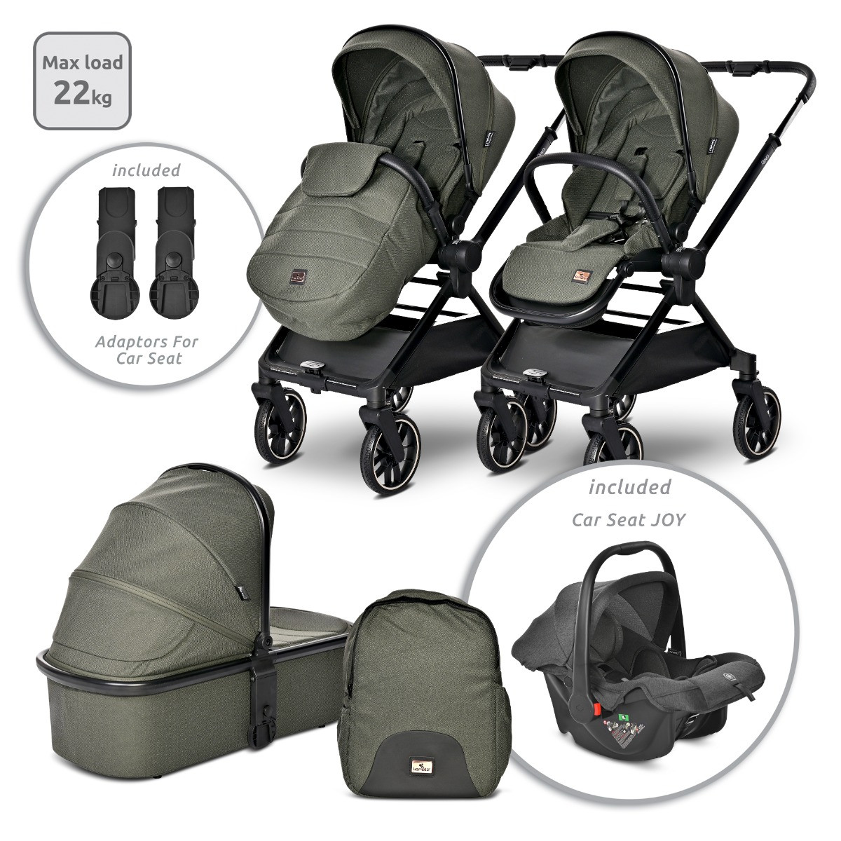 Lorelli Reya Green 3-in-1 Kinderwagen incl. Autostoel