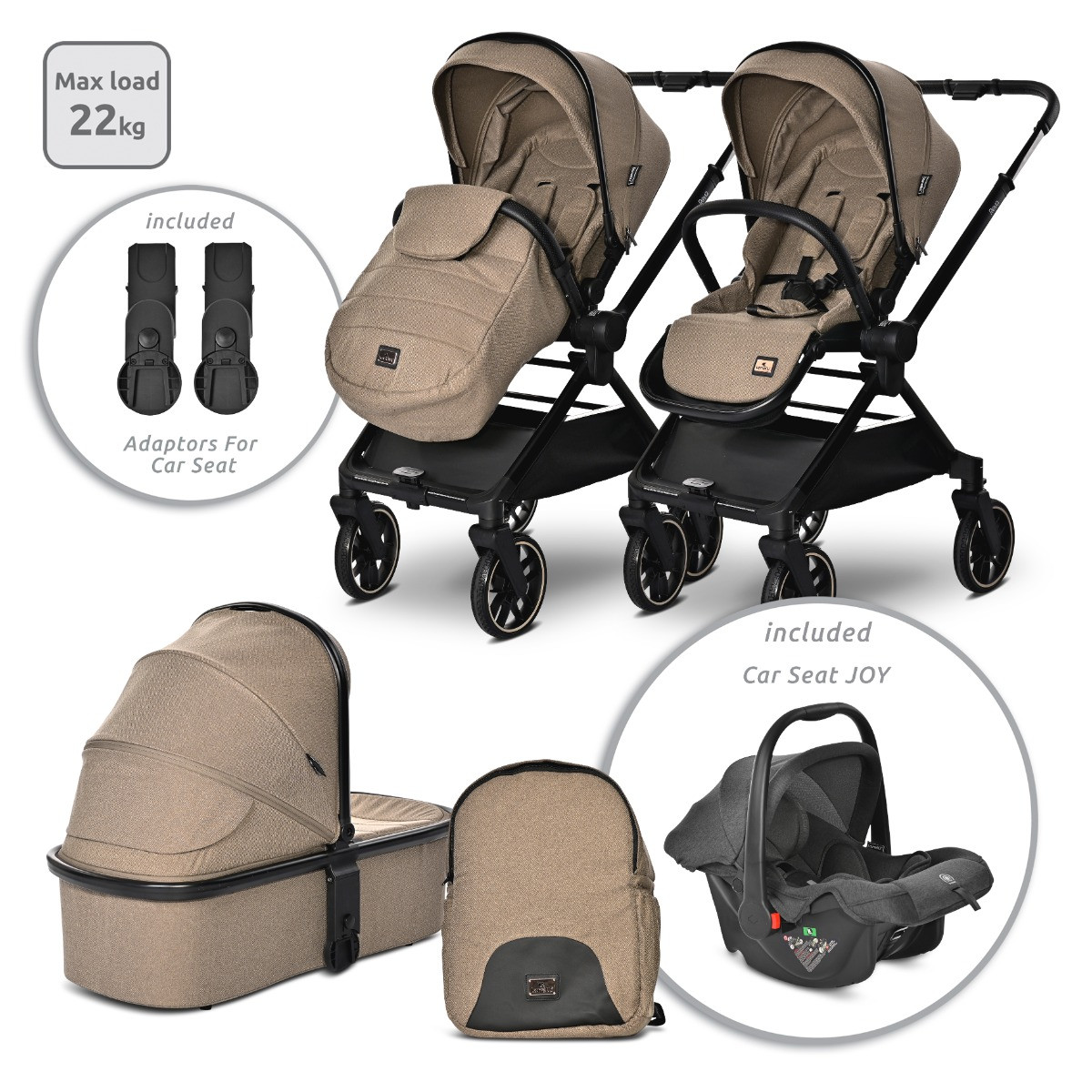 Lorelli Reya Brown 3-in-1 Kinderwagen incl. Autostoel
