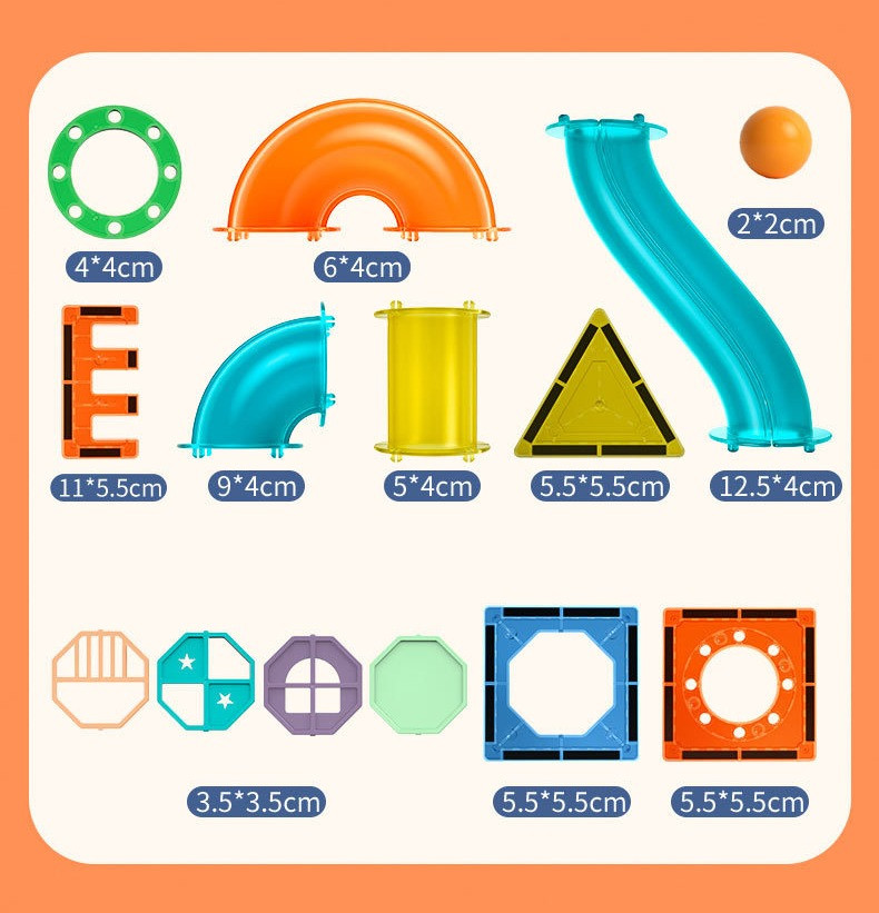 Eco Toys Knikkerbaan 105 Stuks Magnetische Tegels Bouwstenen