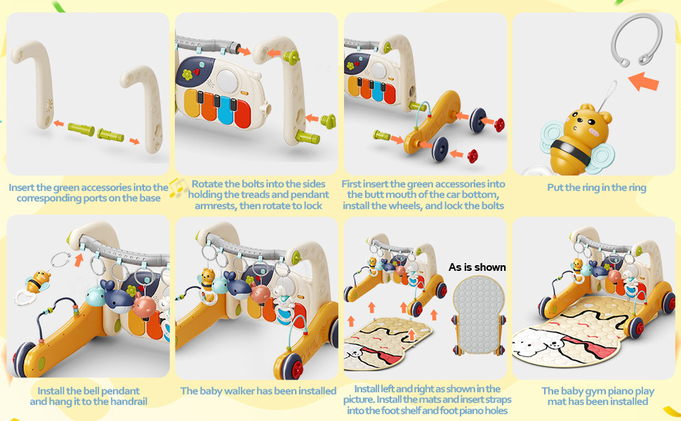 Eco Toys Geel 3-in-1 Speelkleed en Loopwagen