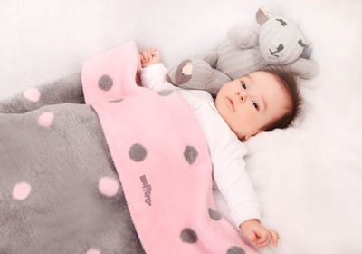 Zaffiro Grijs & Roze Gestipt 100 x 150 cm Ledikantdeken