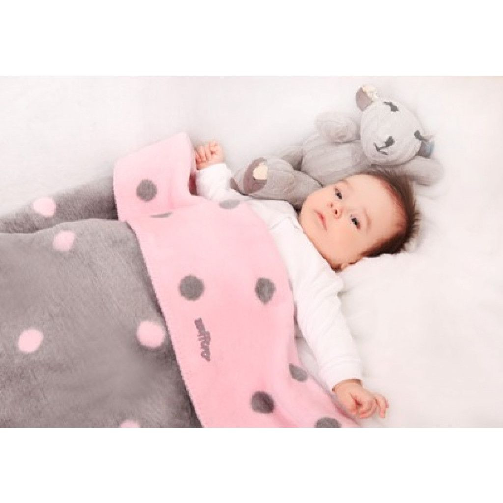 Zaffiro Grijs & Roze Gestipt 75 x 100 cm Wiegdeken