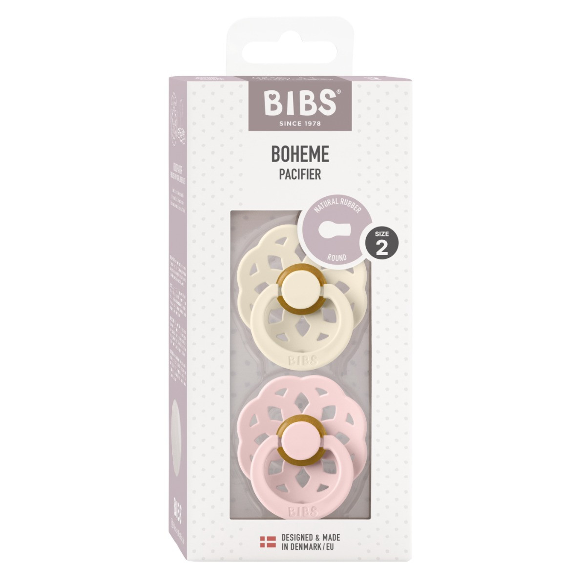 Bibs Boheme Ivory/Blossom 6-18 mnd 2 Stuks Fopspeen