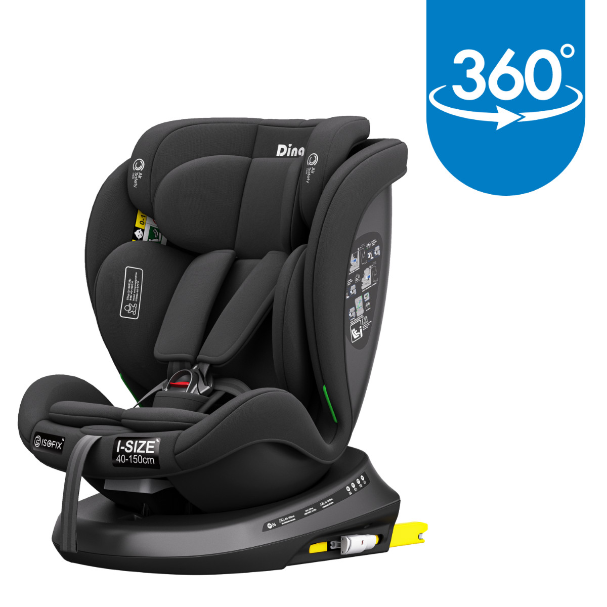 Ding Aiden Black 40-150 cm 360° i-Size Autostoel