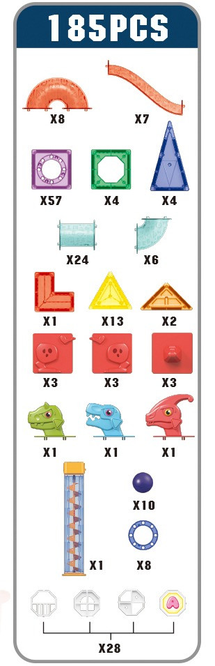Eco Toys Dinosaurus 186 Stuks Magnetische Tegels Bouwstenen