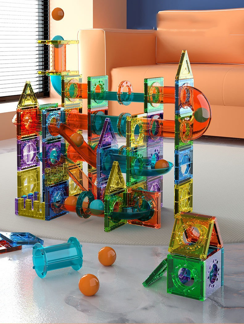 Eco Toys Knikkerbaan 105 Stuks Magnetische Tegels Bouwstenen