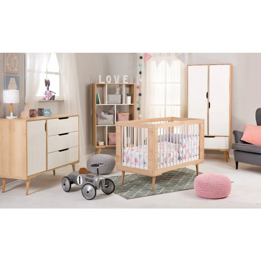 Babykamer Marloes Naturel: Ledikant, Commode & 3-Deurskast