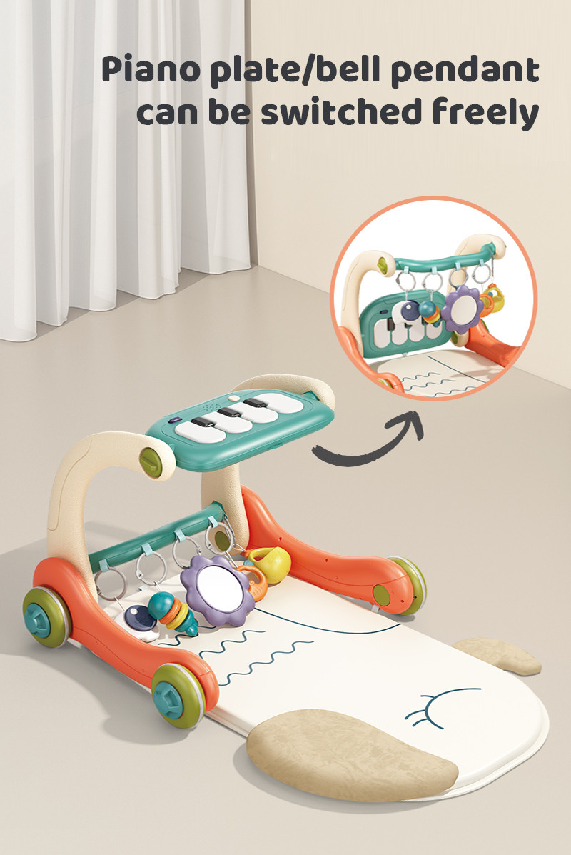 Eco Toys Oranje 3-in-1 Speelkleed en Loopwagen