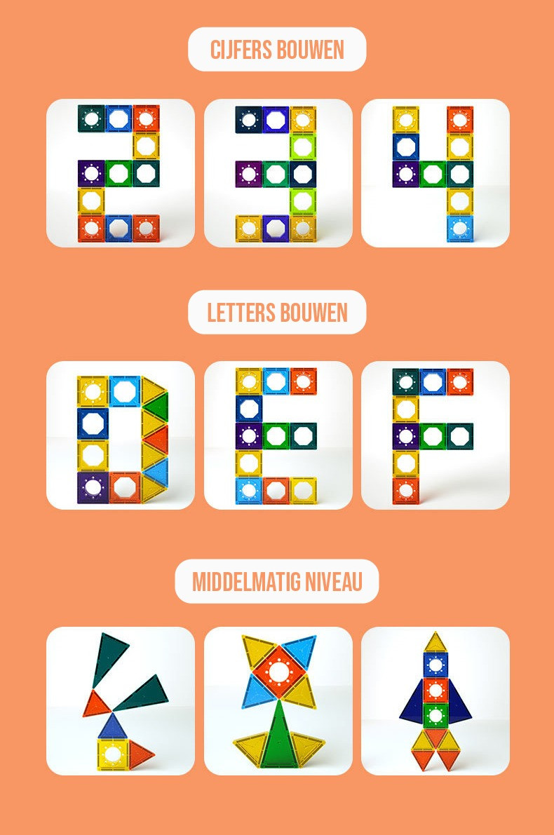 Eco Toys Knikkerbaan 105 Stuks Magnetische Tegels Bouwstenen