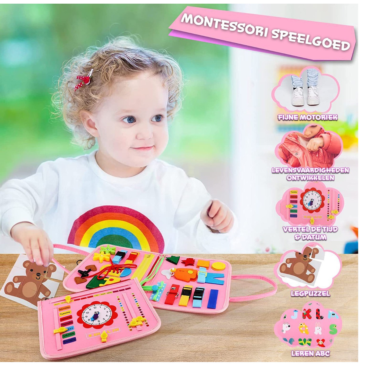 Eco Toys Roze Busy Board Activiteitenboek