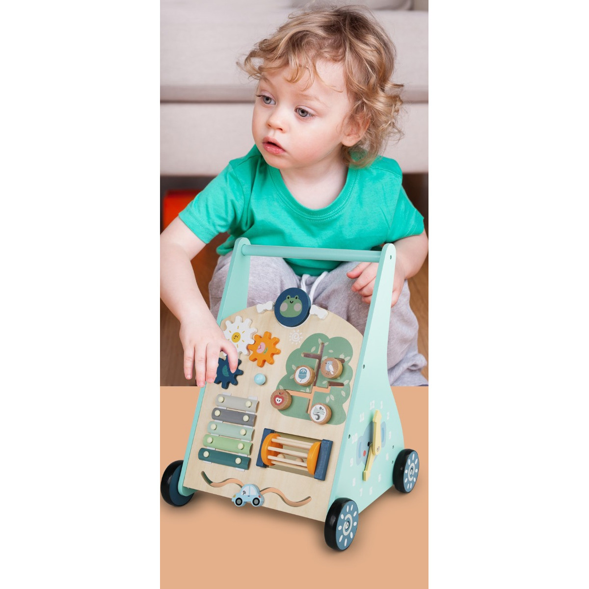 Eco Toys Stonegreen Houten Baby Walker Loopwagen