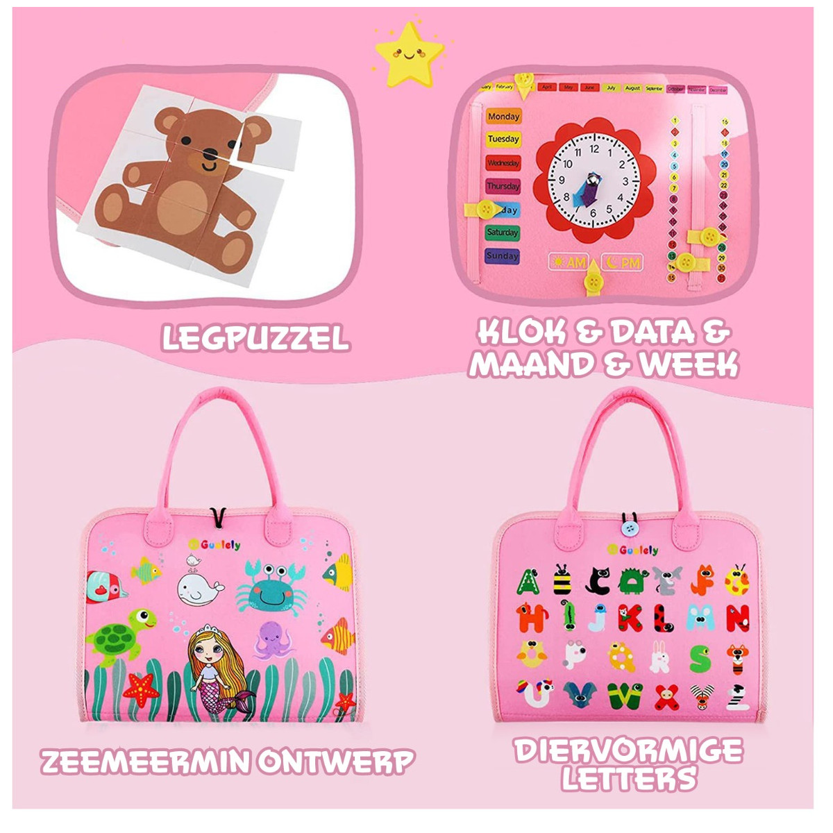 Eco Toys Roze Busy Board Activiteitenboek