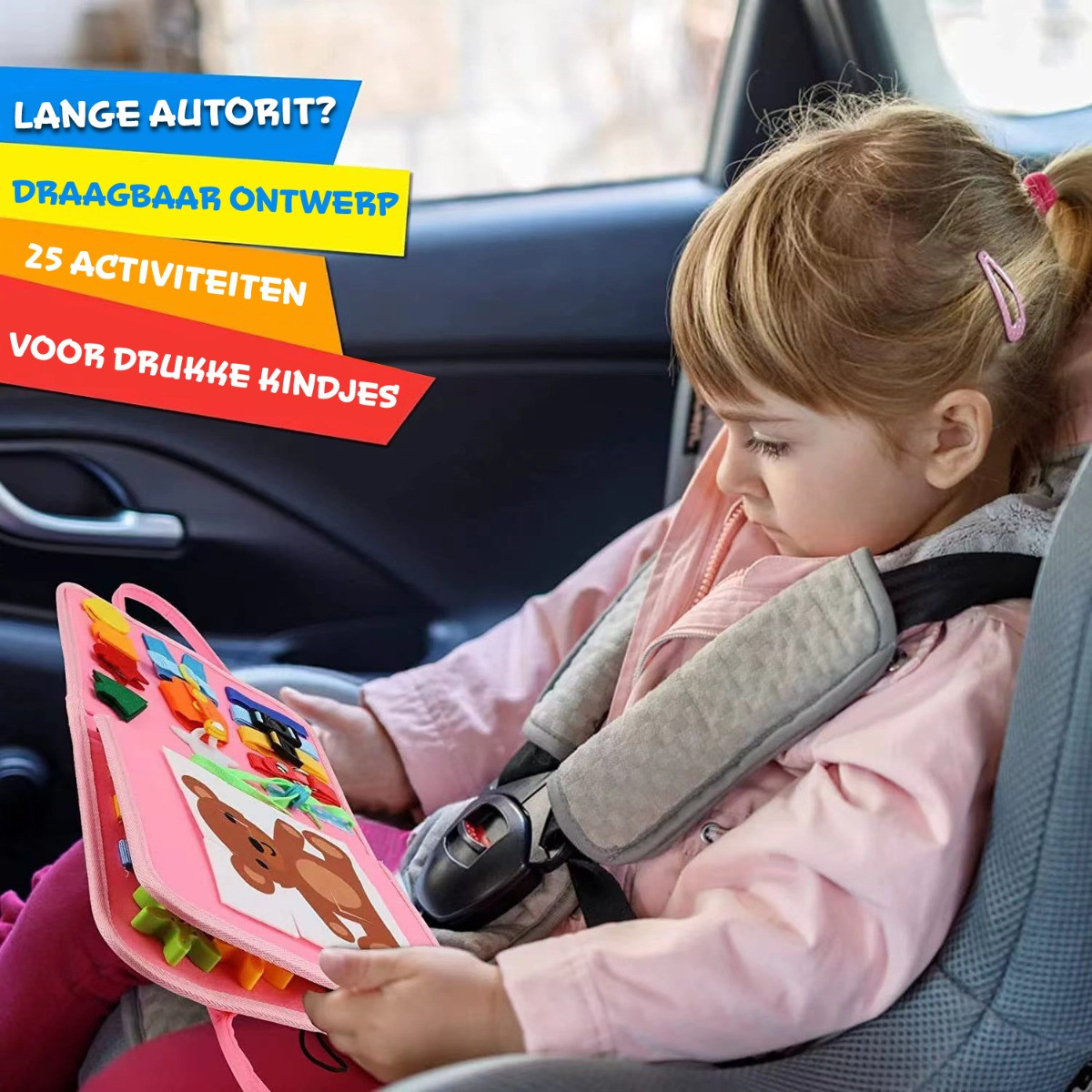 Eco Toys Roze Busy Board Activiteitenboek