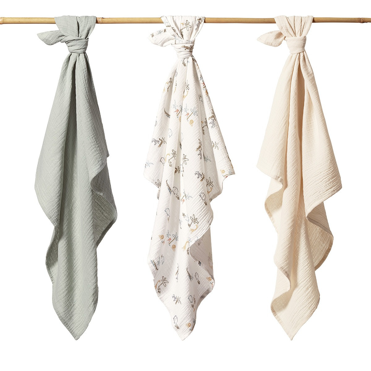 Baby Ono Crinkled Groen/Creme 3 Stuks Hydrofiel Luiers