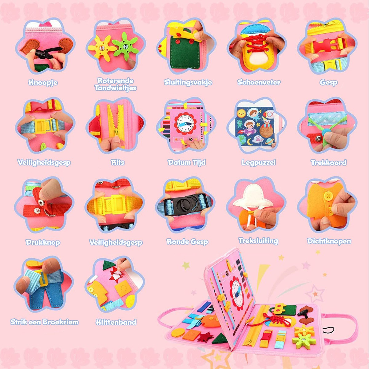 Eco Toys Roze Busy Board Activiteitenboek