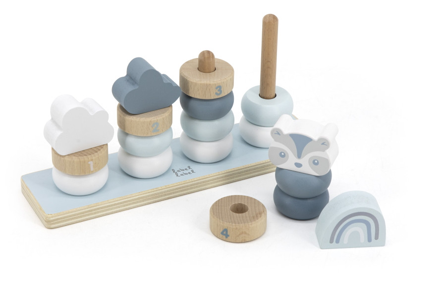 Label Label Blauw Houten Stapelringen