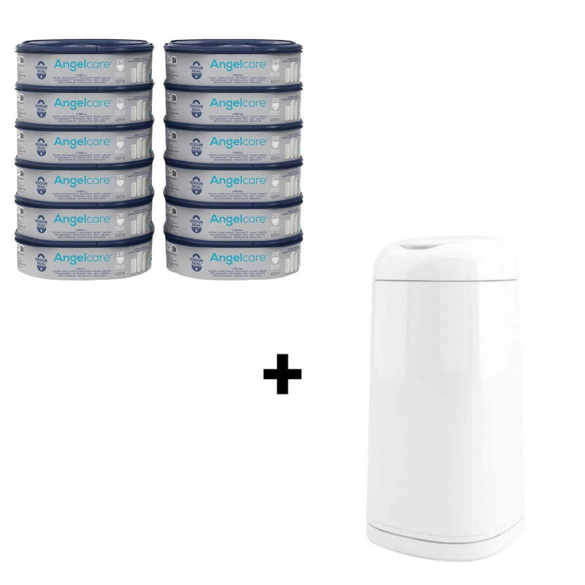 Angelcare 12-pack Navulcassette incl. Witte Dress Up Luieremmer