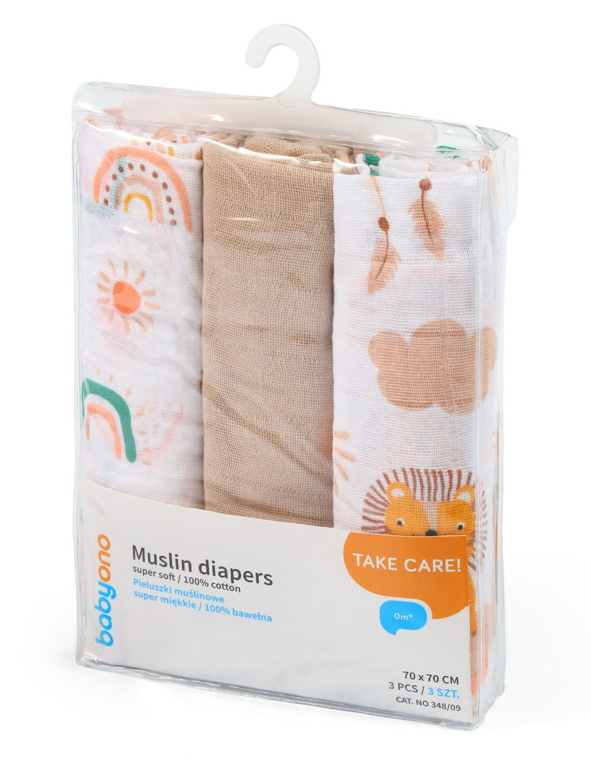 Baby Ono 3 Stuks Beige Hydrofiel Luiers