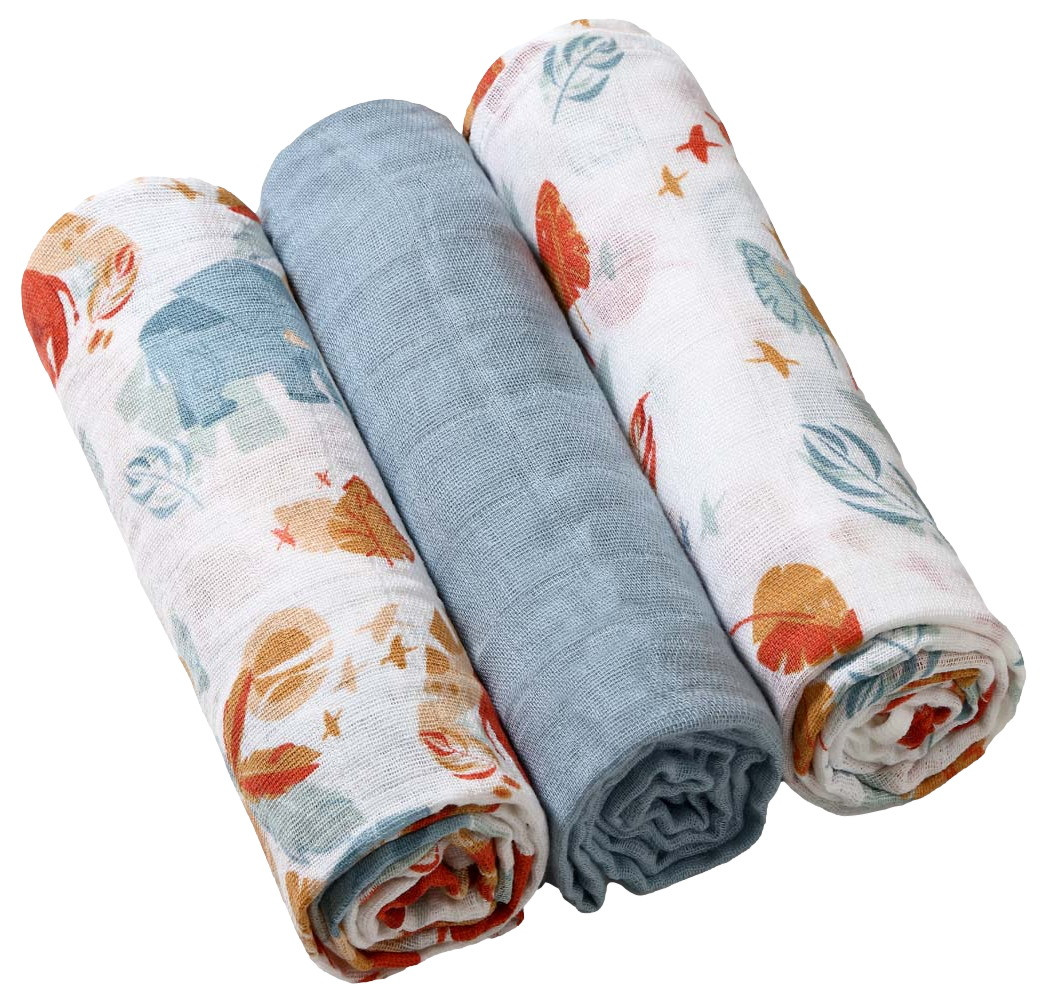 Baby Ono 3 Stuks Blauwgrijs Hydrofiel Luiers