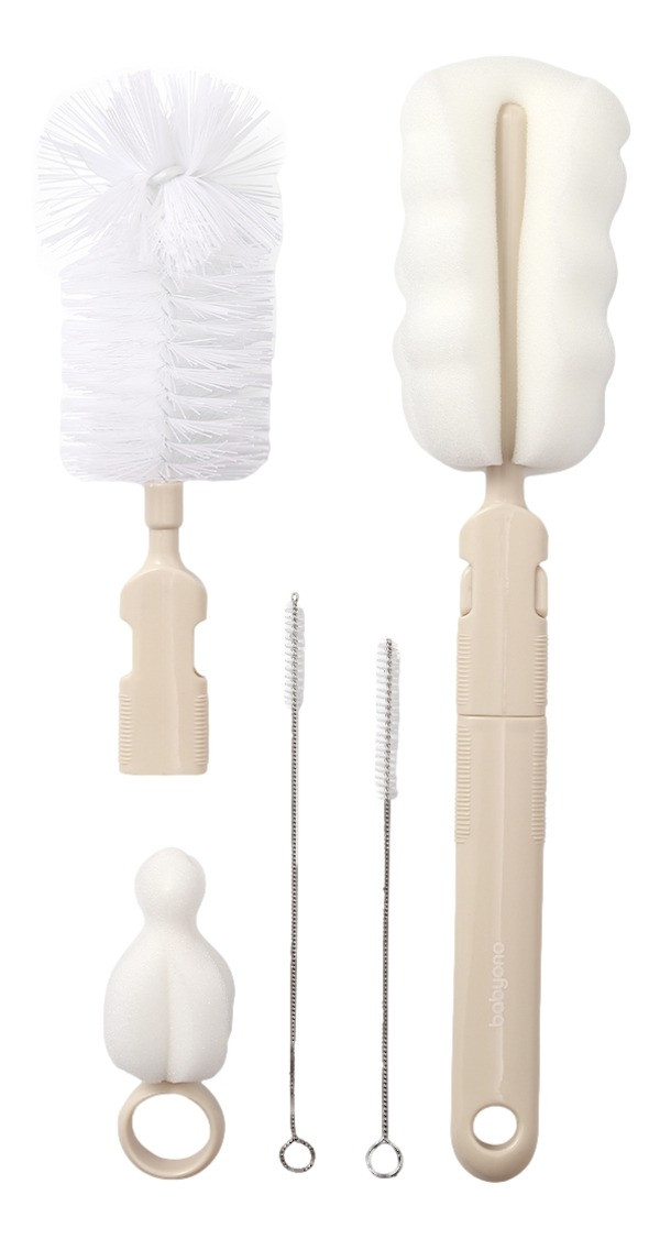 Baby Ono Beige Fles & Speen Borstel Set
