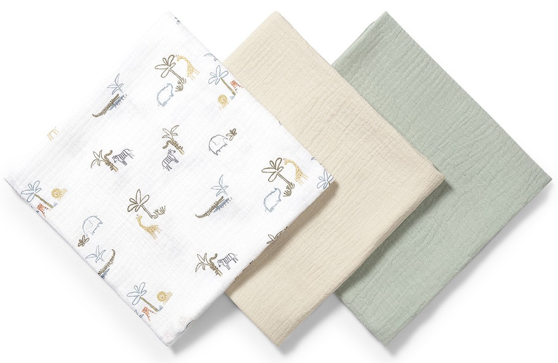 Baby Ono Crinkled Groen/Creme 3 Stuks Hydrofiel Luiers