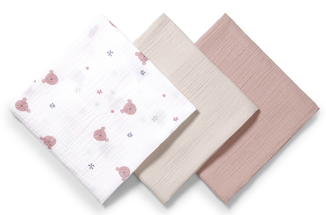 Baby Ono Crinkled Oudroze/Creme 3 Stuks Hydrofiel Luiers