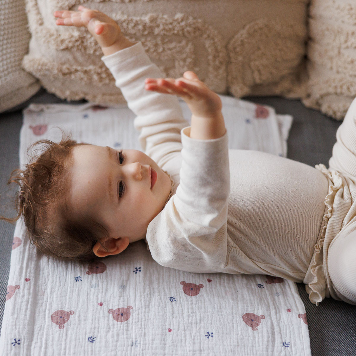 Baby Ono Crinkled Oudroze/Creme 3 Stuks Hydrofiel Luiers