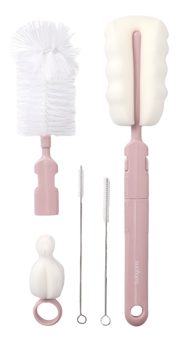 Baby Ono Roze Fles & Speen Borstel Set