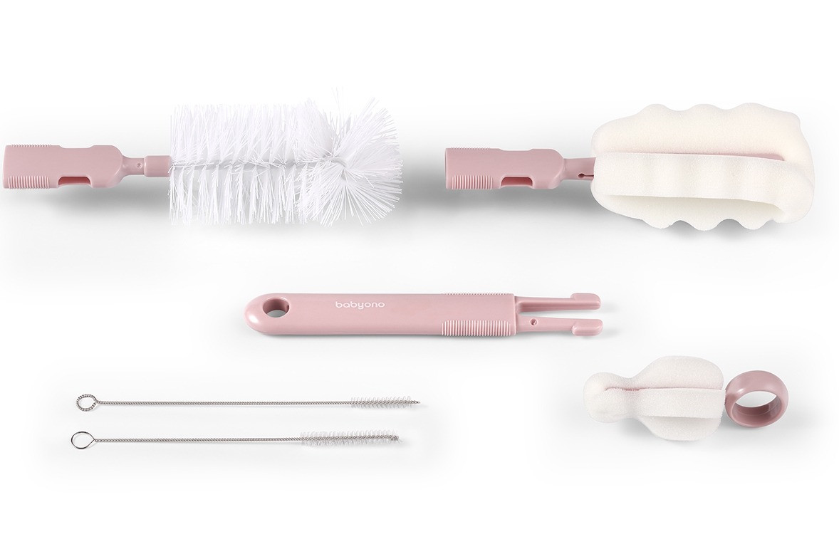 Baby Ono Roze Fles & Speen Borstel Set