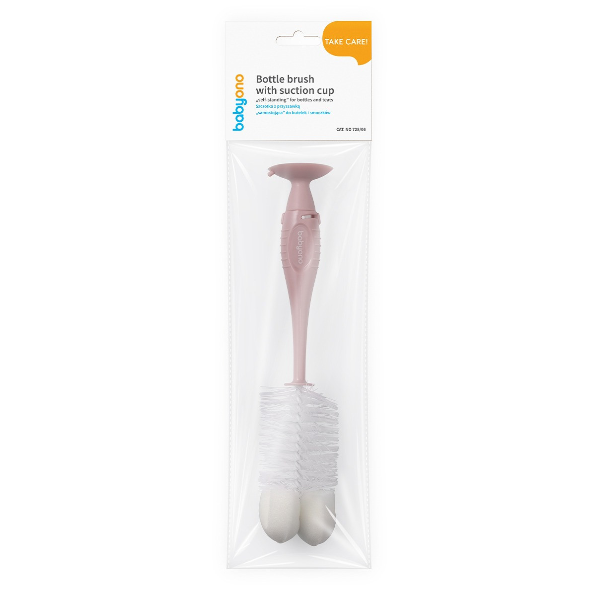 Baby Ono Roze Flessenborstel met Spons & Zuignap