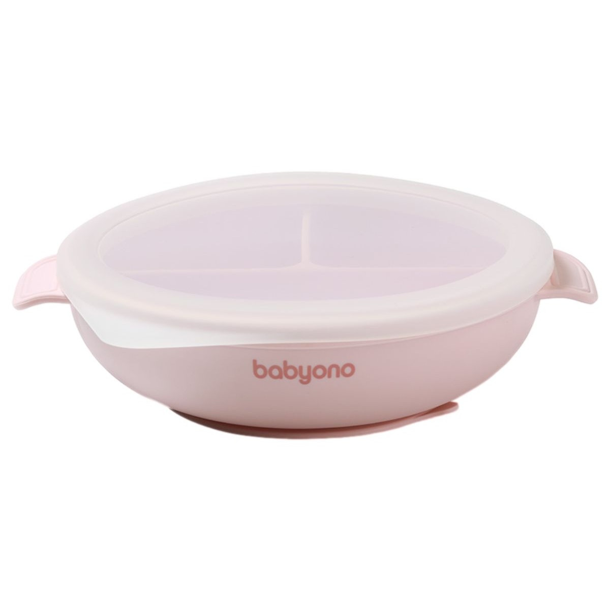 Baby Ono Roze Siliconen Bord met Zuignap & Deksel