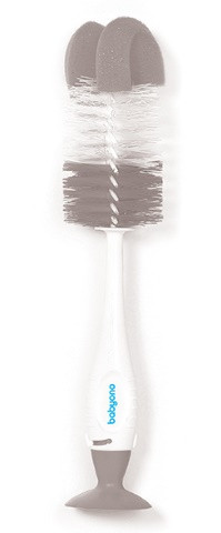 Baby Ono Wit/Grijs Flessenborstel met Spons & Zuignap