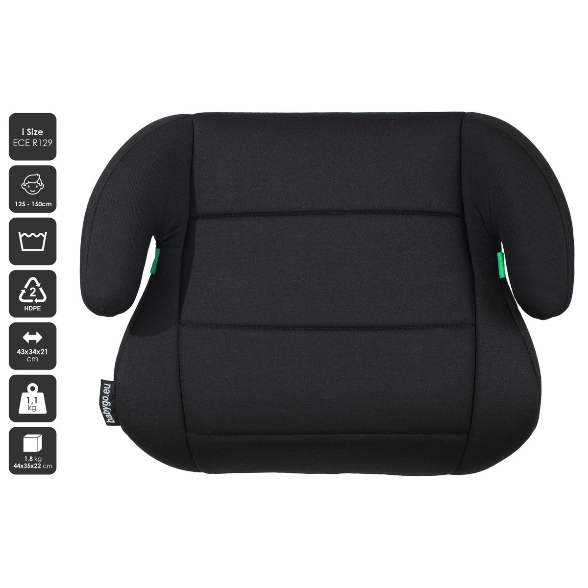 BabyGo Black 125-150 cm i-Size Booster