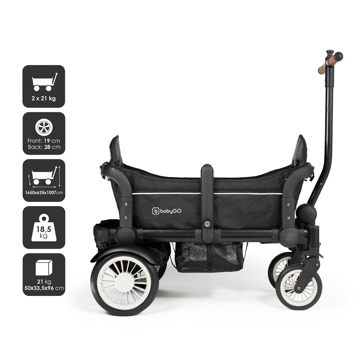 BabyGo Cozy Rider Black Luxe Kinder Bolderkar