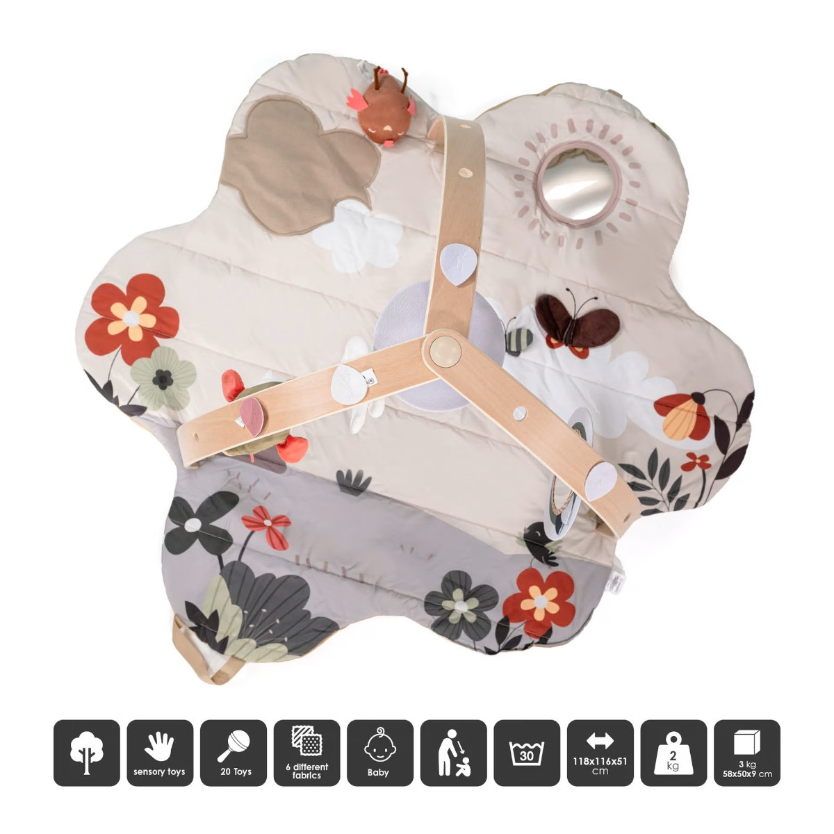 Babygo Flower Houten Activity Gym Speelkleed