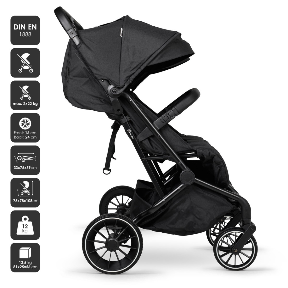 BabyGo Go Twice Black Duowagen