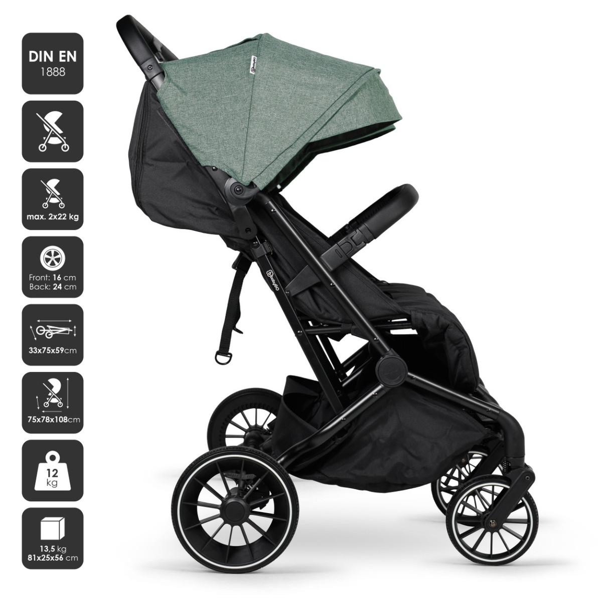 BabyGo Go Twice Green Duowagen