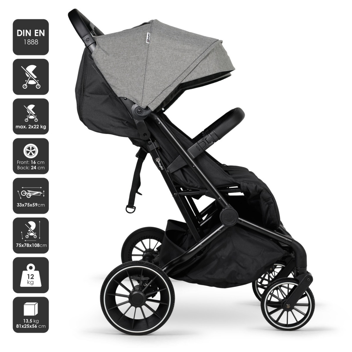 BabyGo Go Twice Grey Duowagen