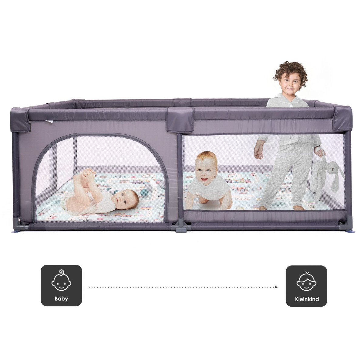Babygo Grey XL Ballenbak met Bodemmatras