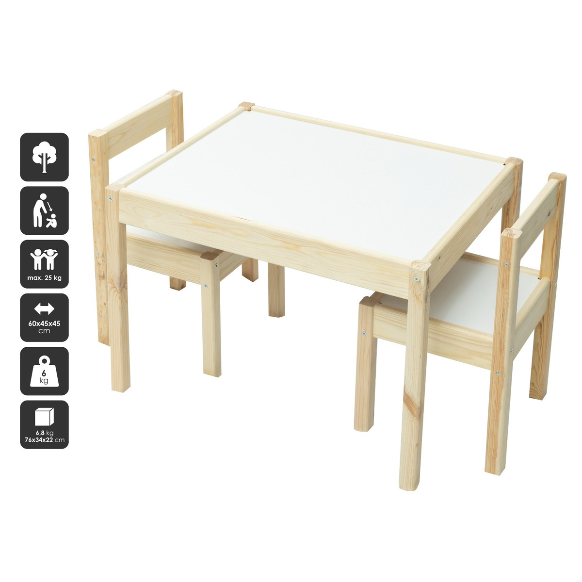 BabyGo Houten Kindertafel met 2 Stoeltjes