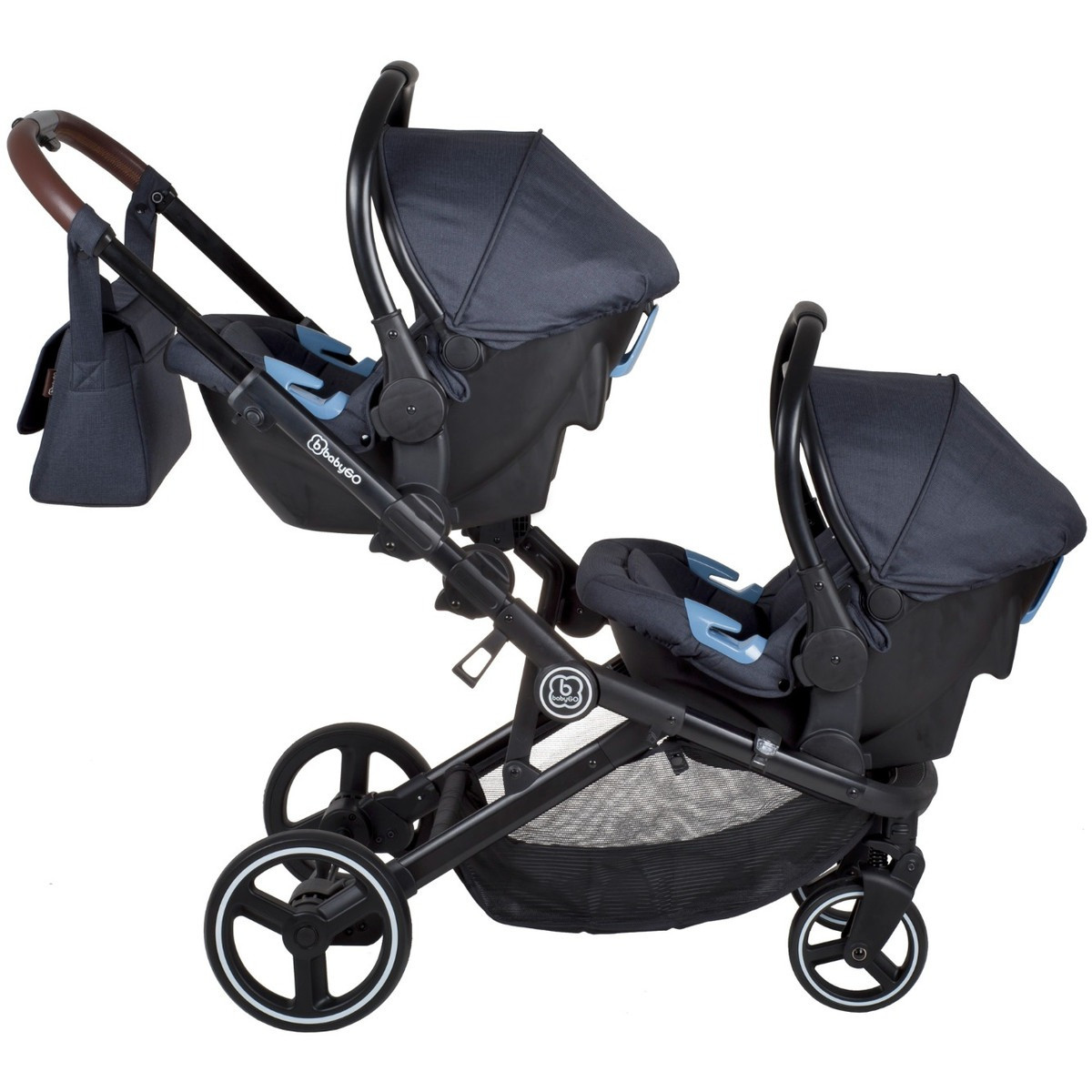Babygo Twinner Grey Tandem Duowagen incl. 2 Autostoelen