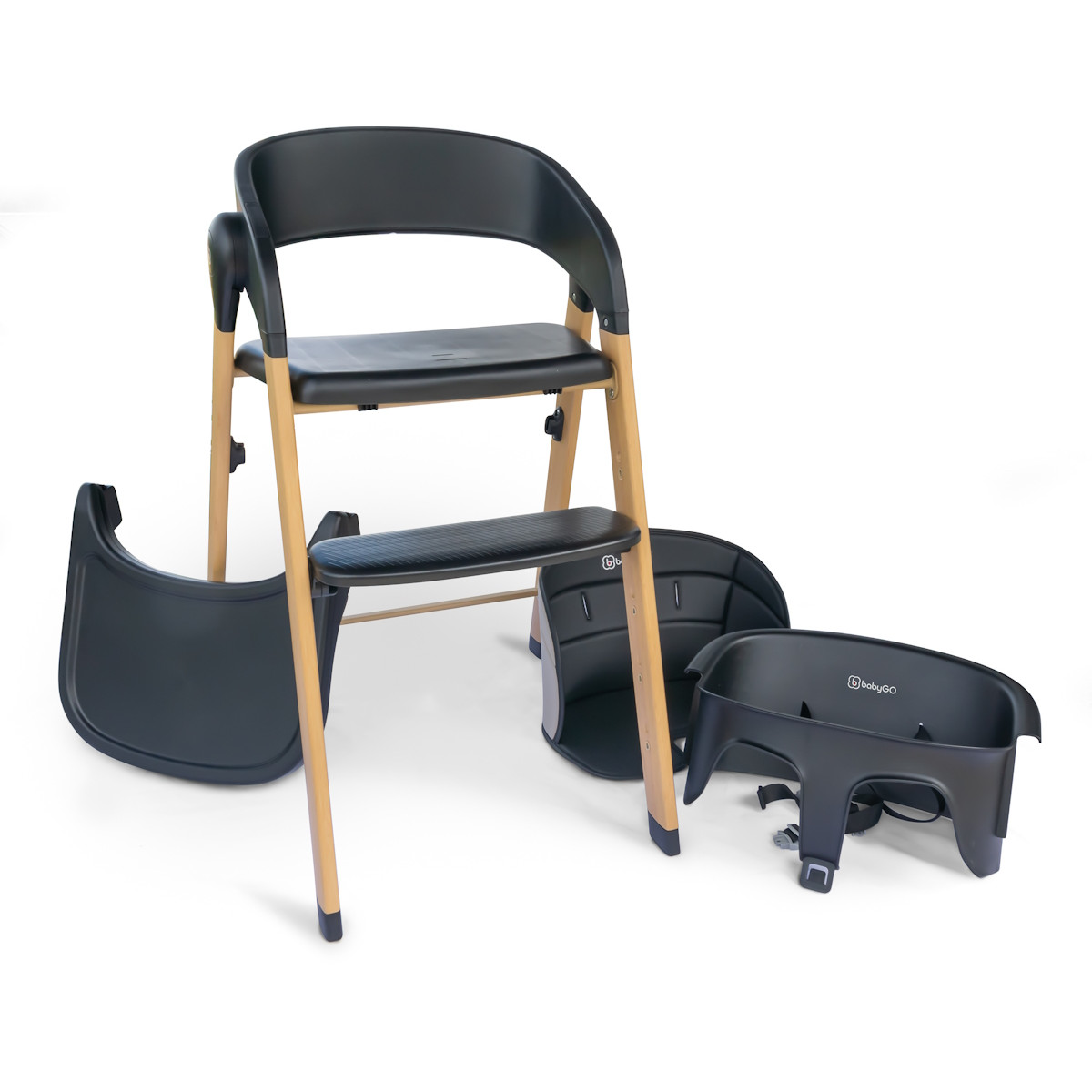 BabyGo Levels Black Wood Kinderstoel