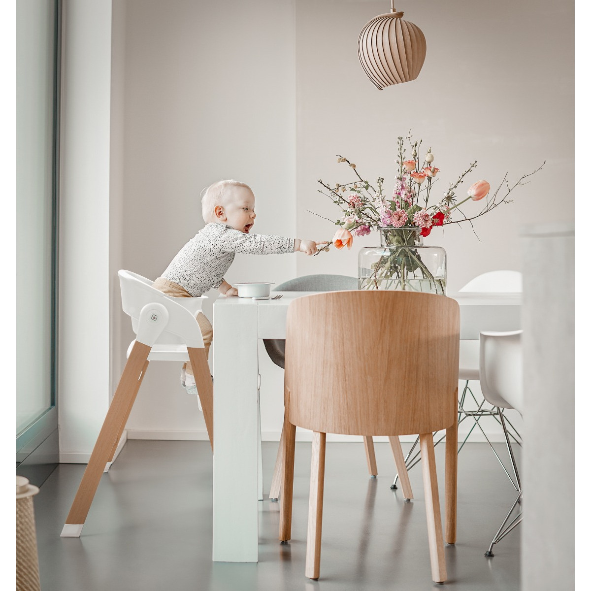 BabyGo Levels White Wood Kinderstoel