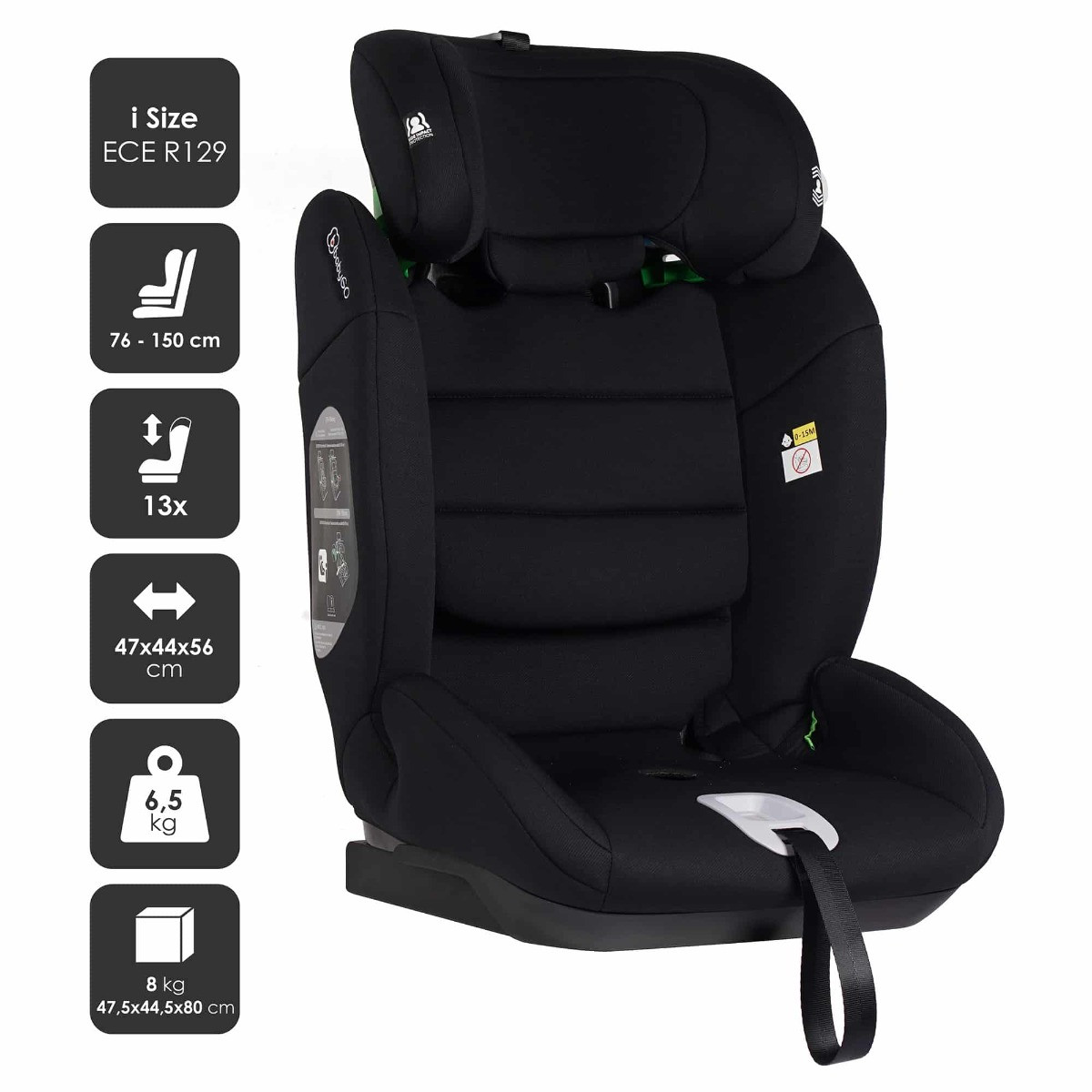 Weekendaanbieding: BabyGo Lumo Black 76-150 cm i-Size Autostoel