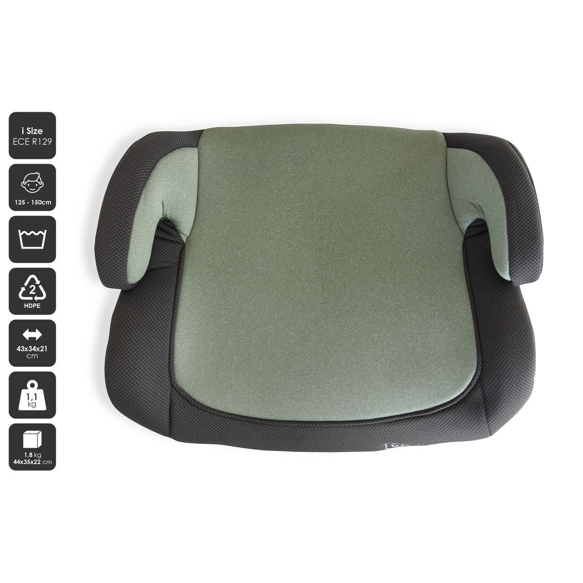 BabyGo Melange Green 125-150 cm i-Size Booster