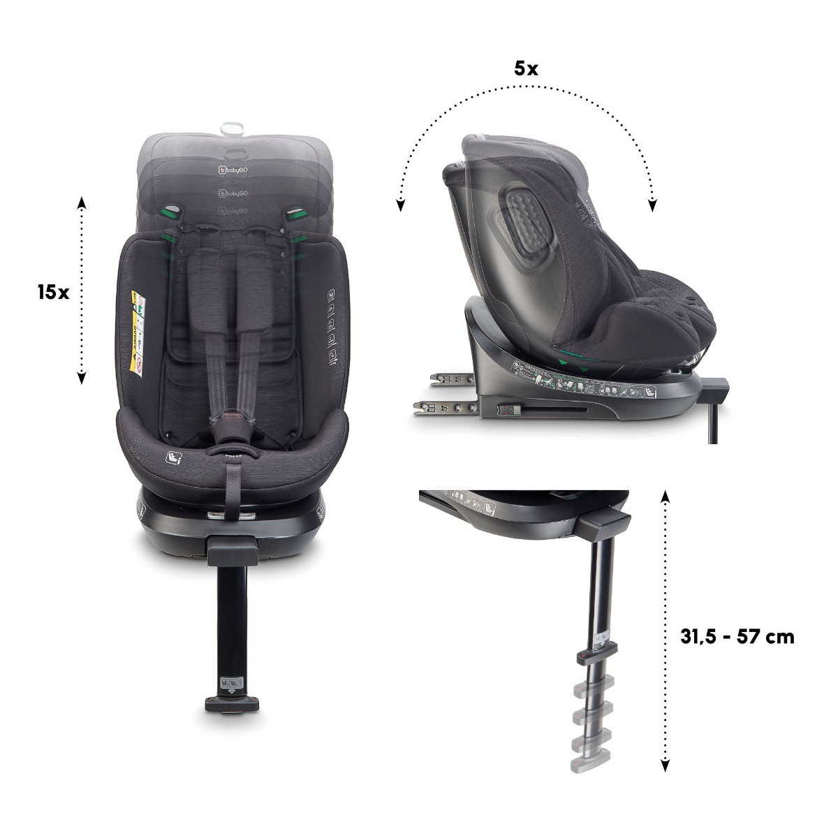 BabyGo Move Black 40-150 cm 360° i-Size Autostoel