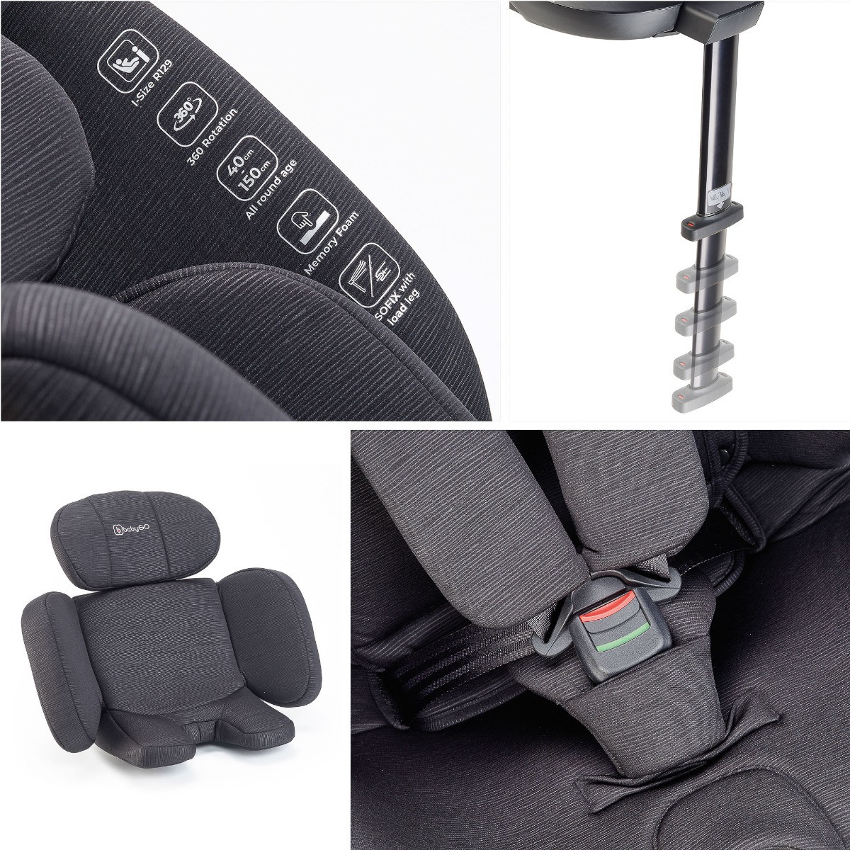 BabyGo Move Black 40-150 cm 360° i-Size Autostoel