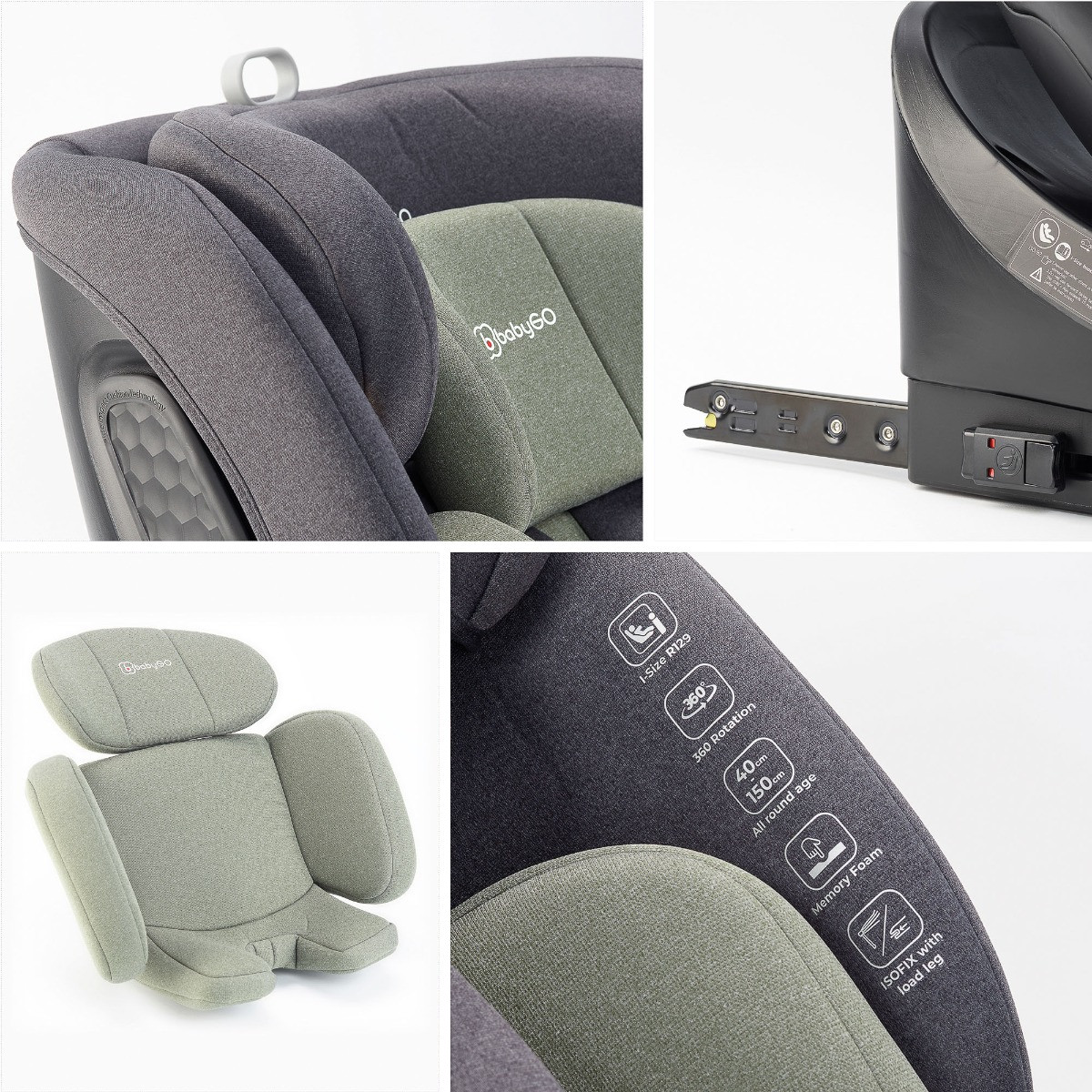 BabyGo Move Green 40-150 cm 360° i-Size Autostoel