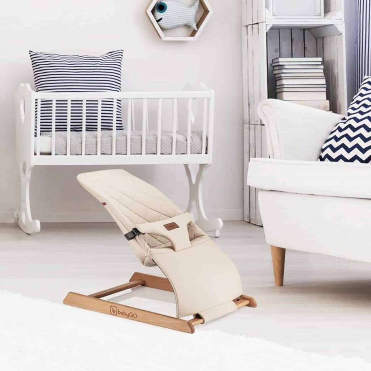 BabyGo Skippy Beige Bouncer Wipstoel